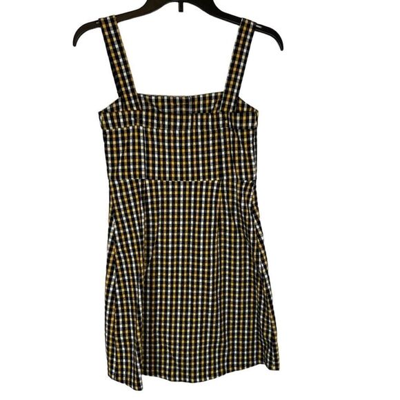 Hollister Oxford Button down plaid mini short dress sleeveless spaghetti straps - Picture 3 of 8